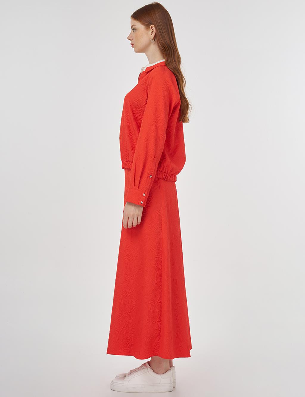 Seersucker Skirt Set Red