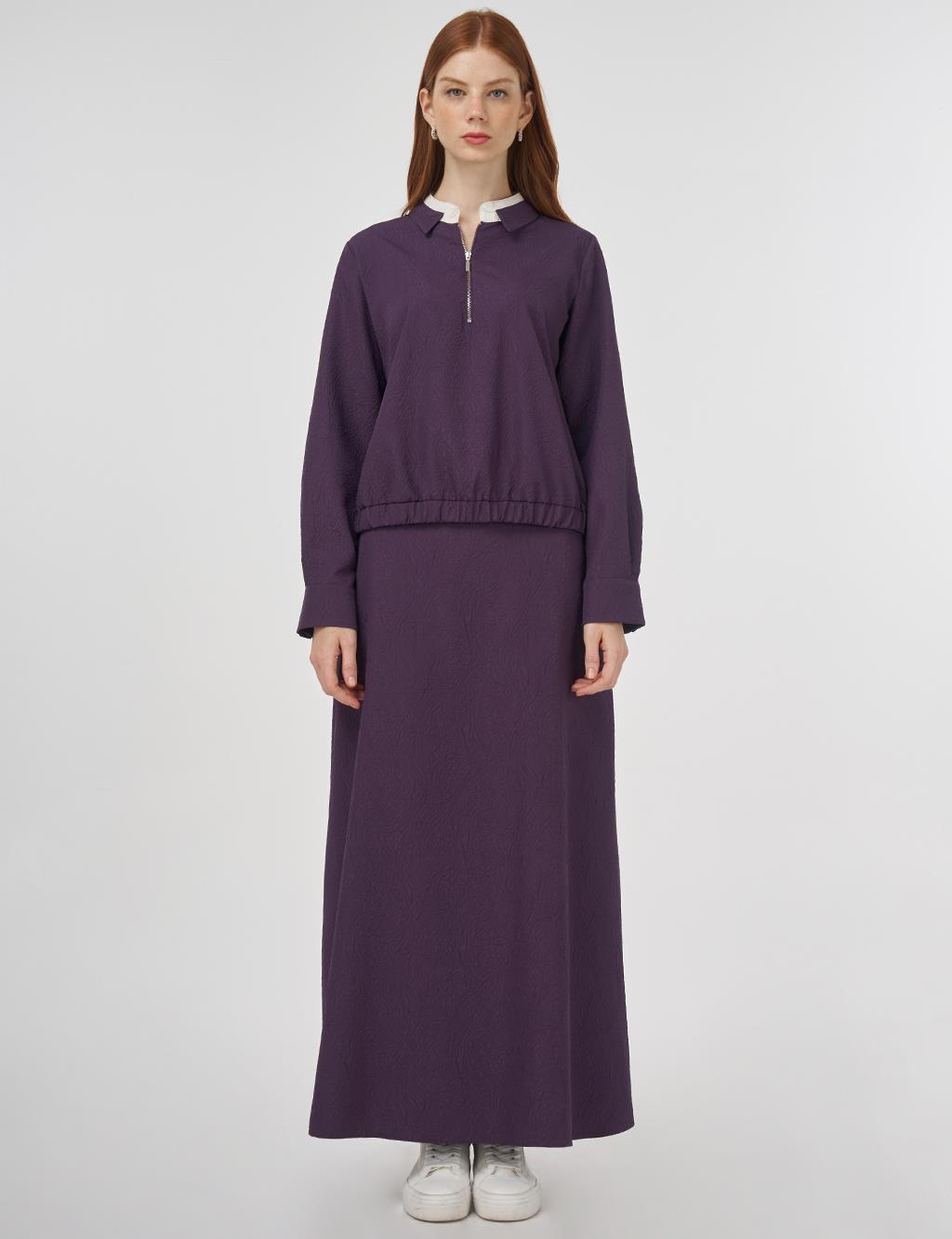 Seersucker Skirt Set Eggplant Purple