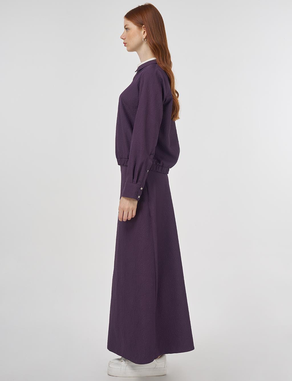Seersucker Skirt Set Eggplant Purple