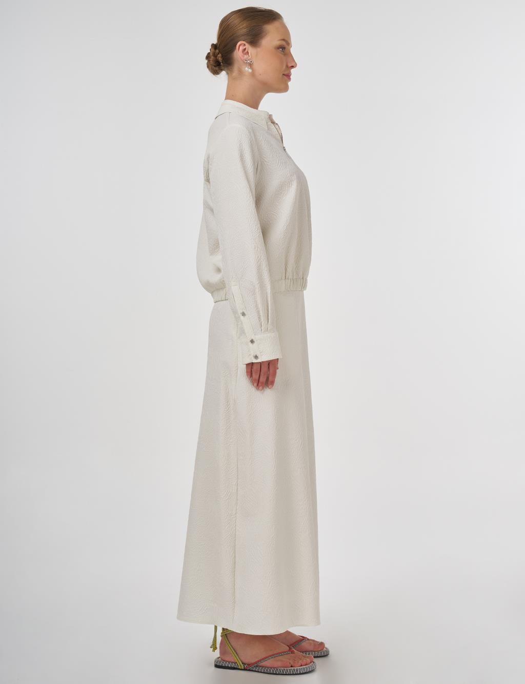 Seersucker Skirt Set Ecru