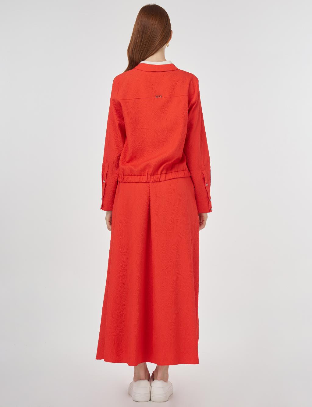 Seersucker Skirt Set Red