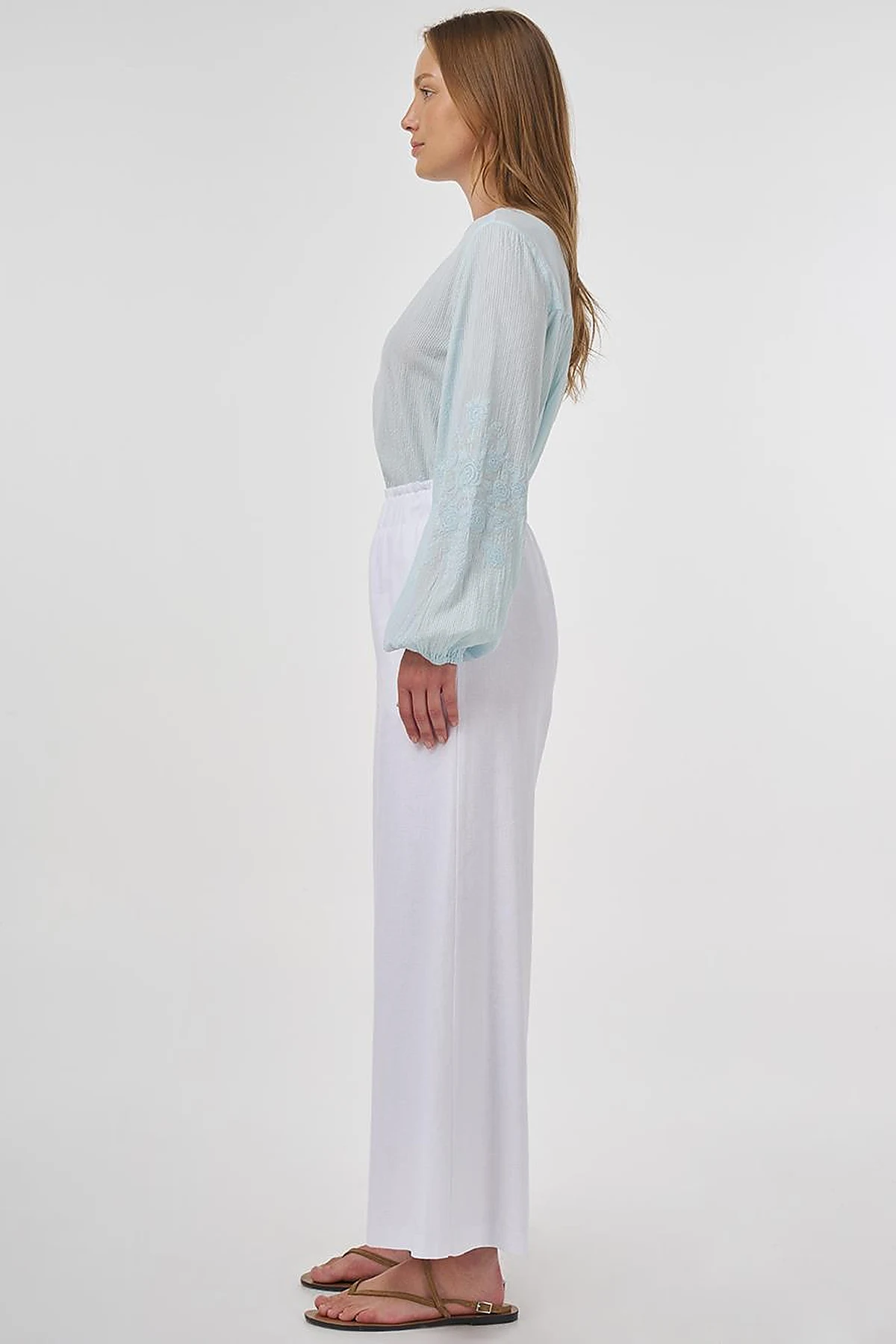 Wide-Leg Linen Viscose Pants Optic White 
