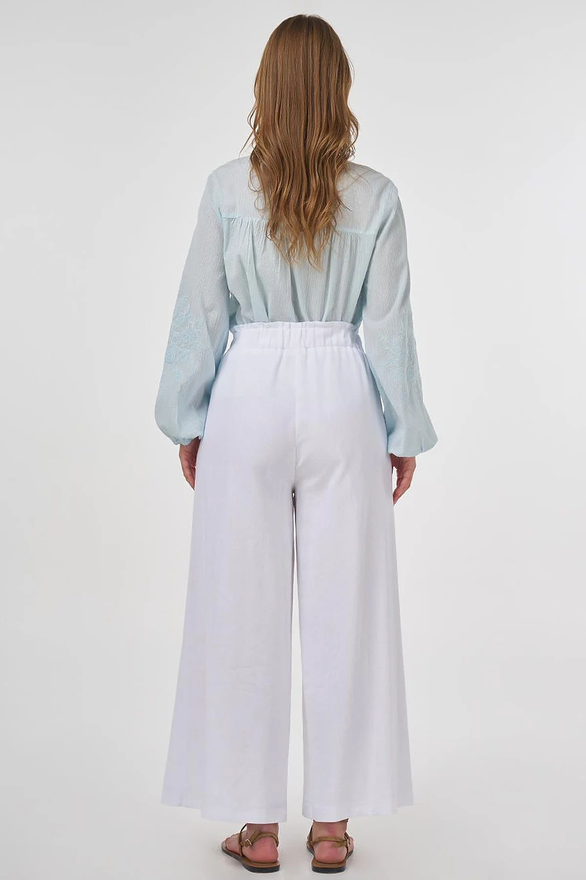 Wide-Leg Linen Viscose Pants Optic White 