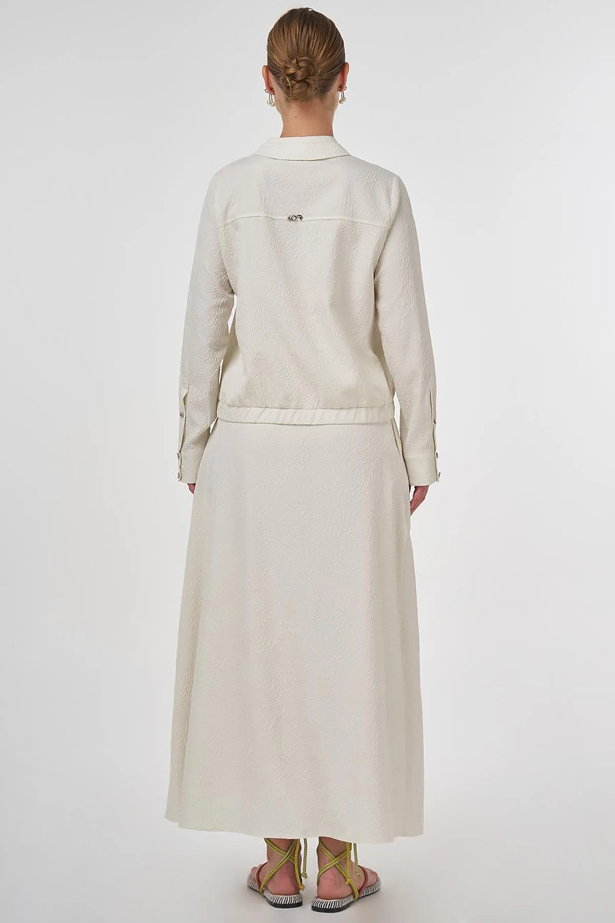 Seersucker Skirt Set Ecru