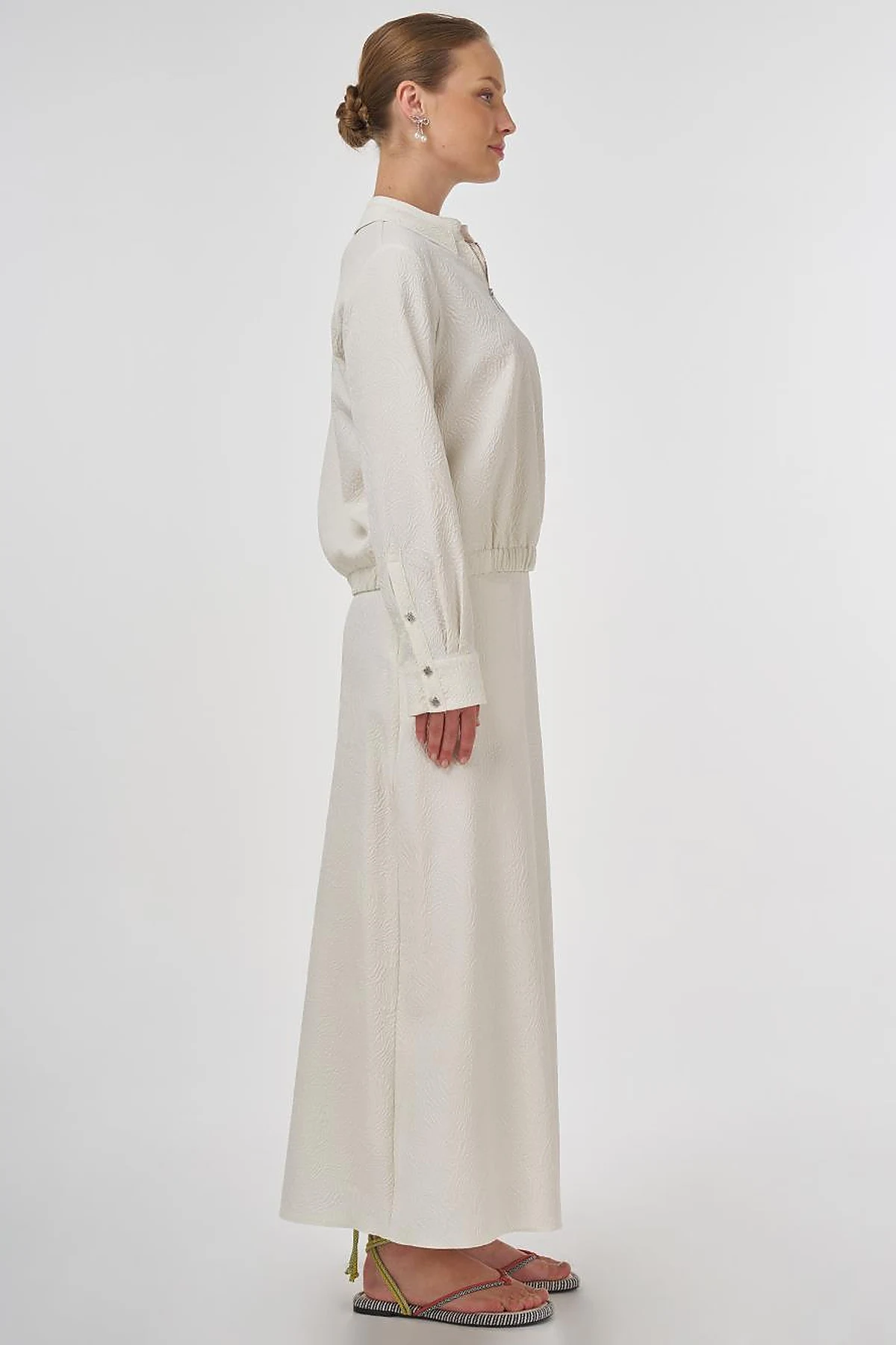 Seersucker Skirt Set Ecru