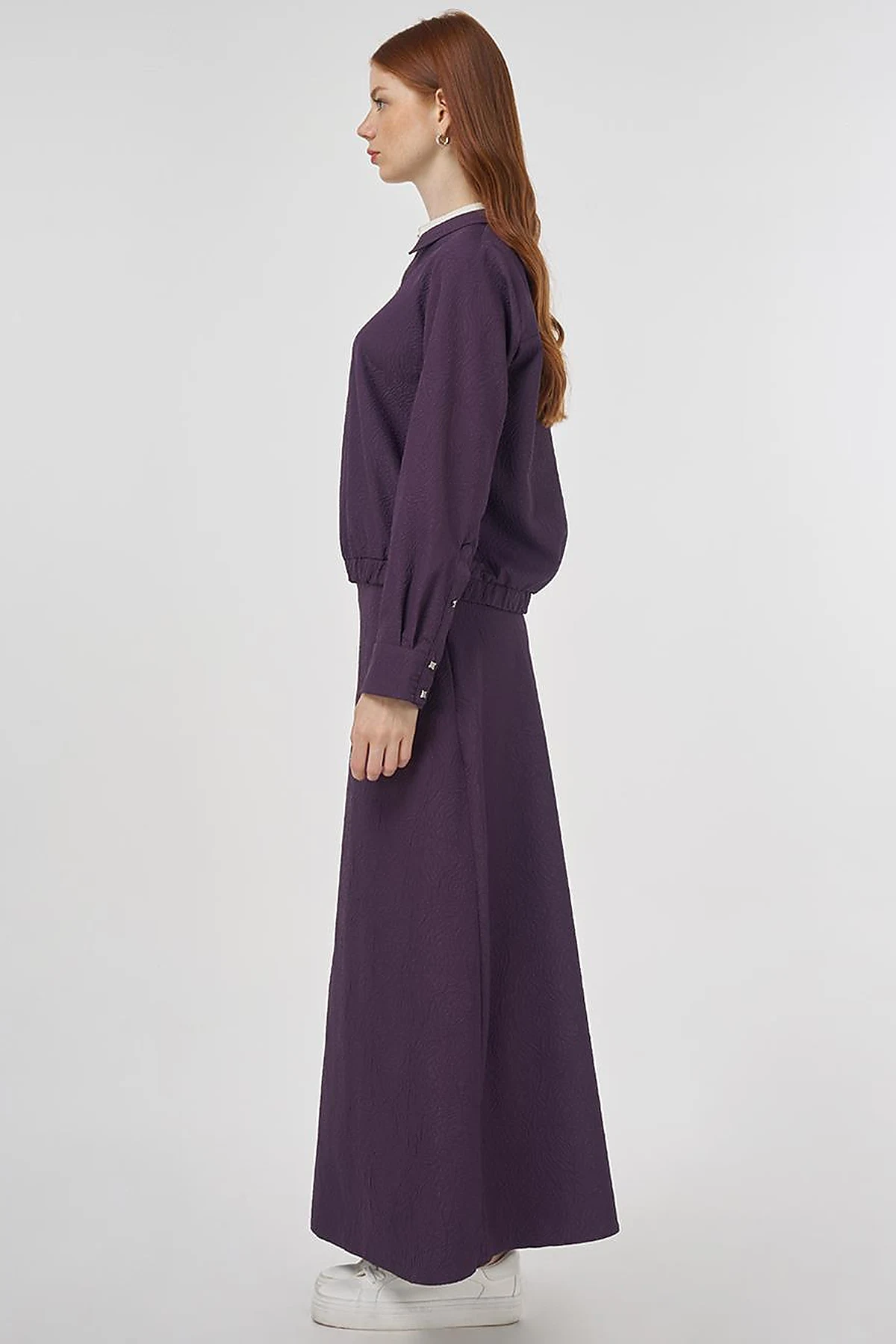 Seersucker Skirt Set Eggplant Purple
