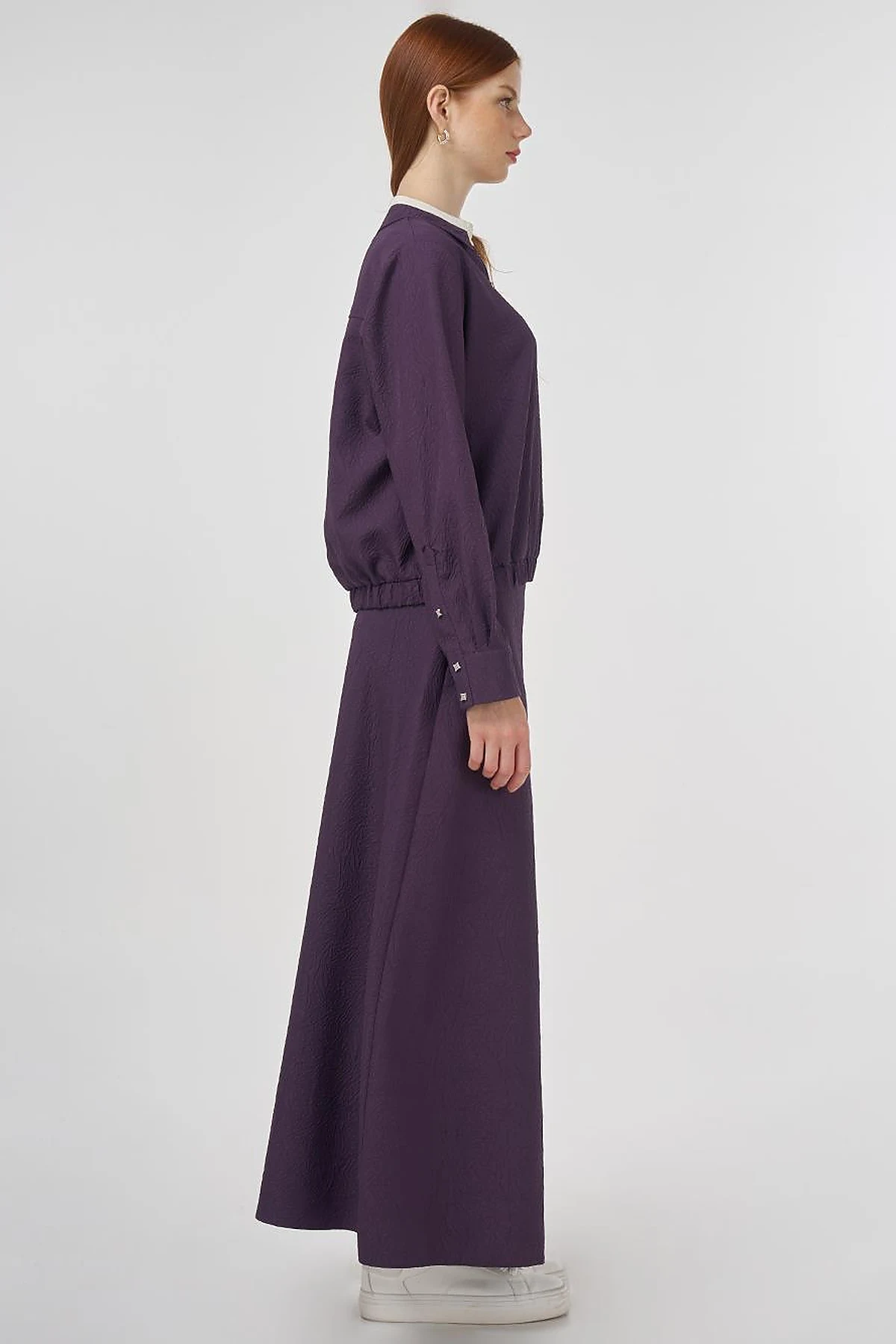 Seersucker Skirt Set Eggplant Purple