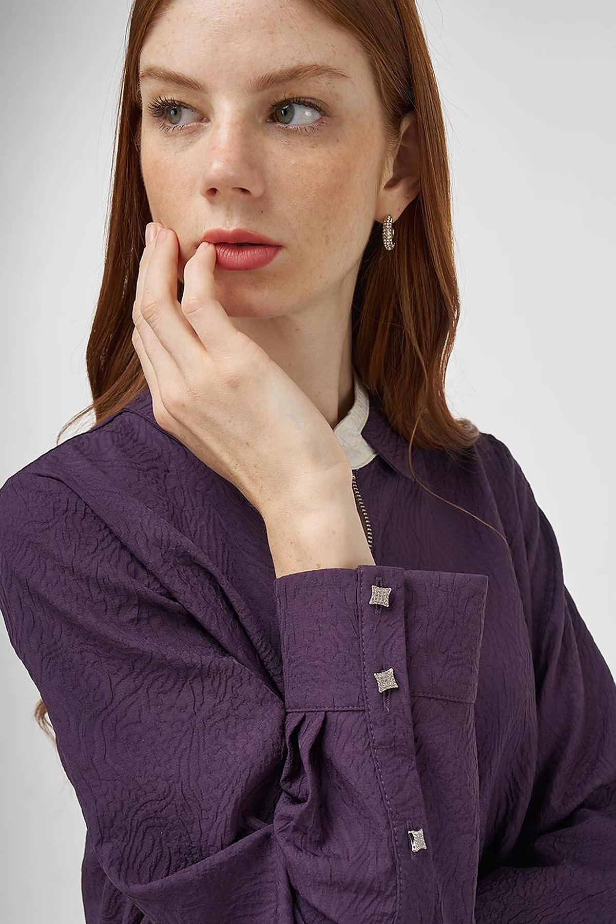 Seersucker Skirt Set Eggplant Purple