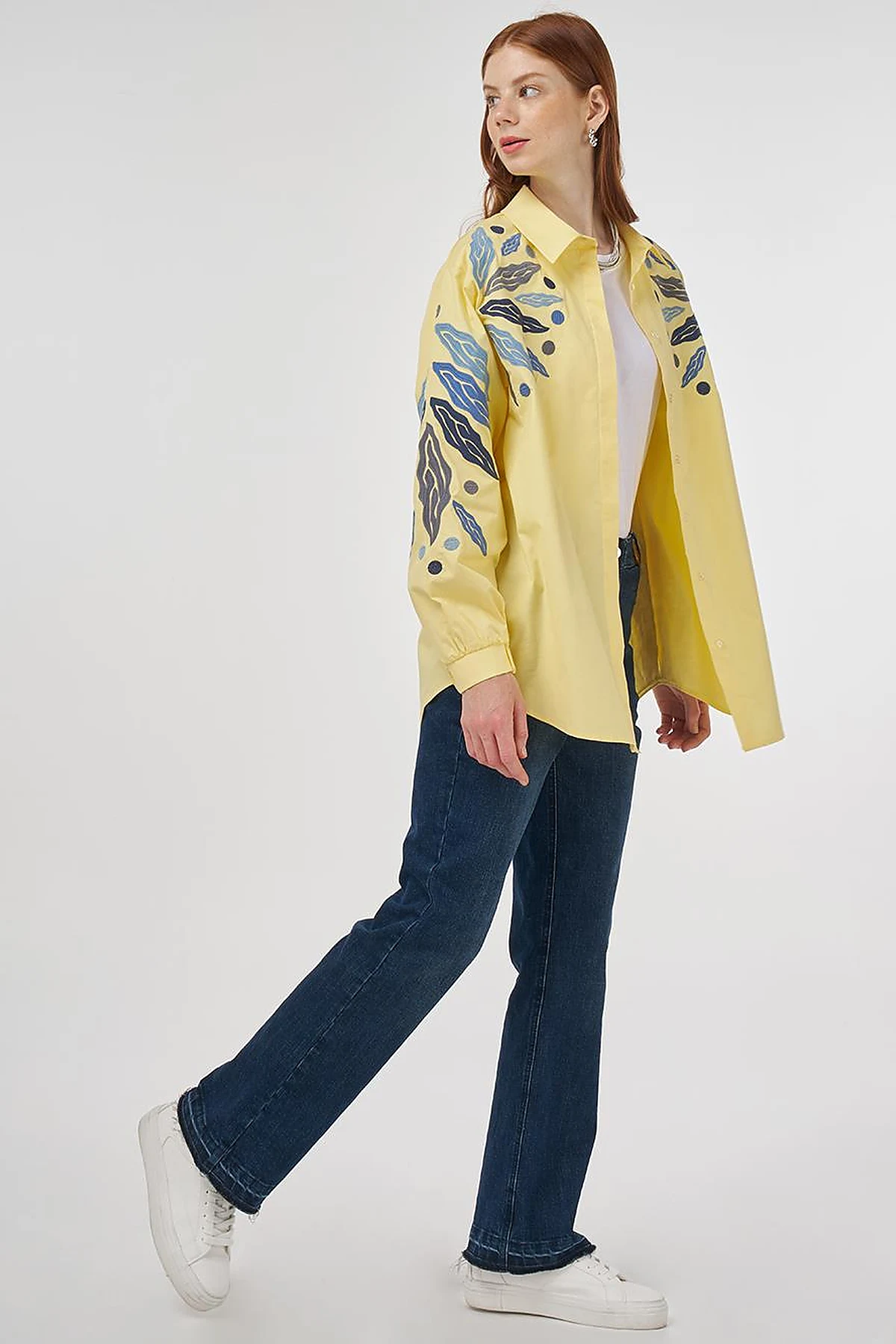 Embroidered Cotton Tunic in Lemon Yellow