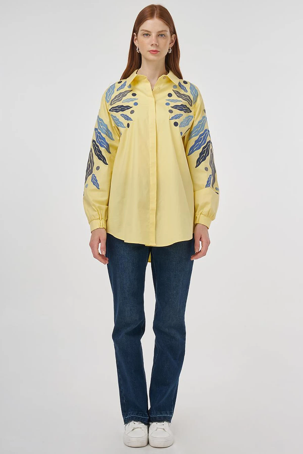 Embroidered Cotton Tunic in Lemon Yellow