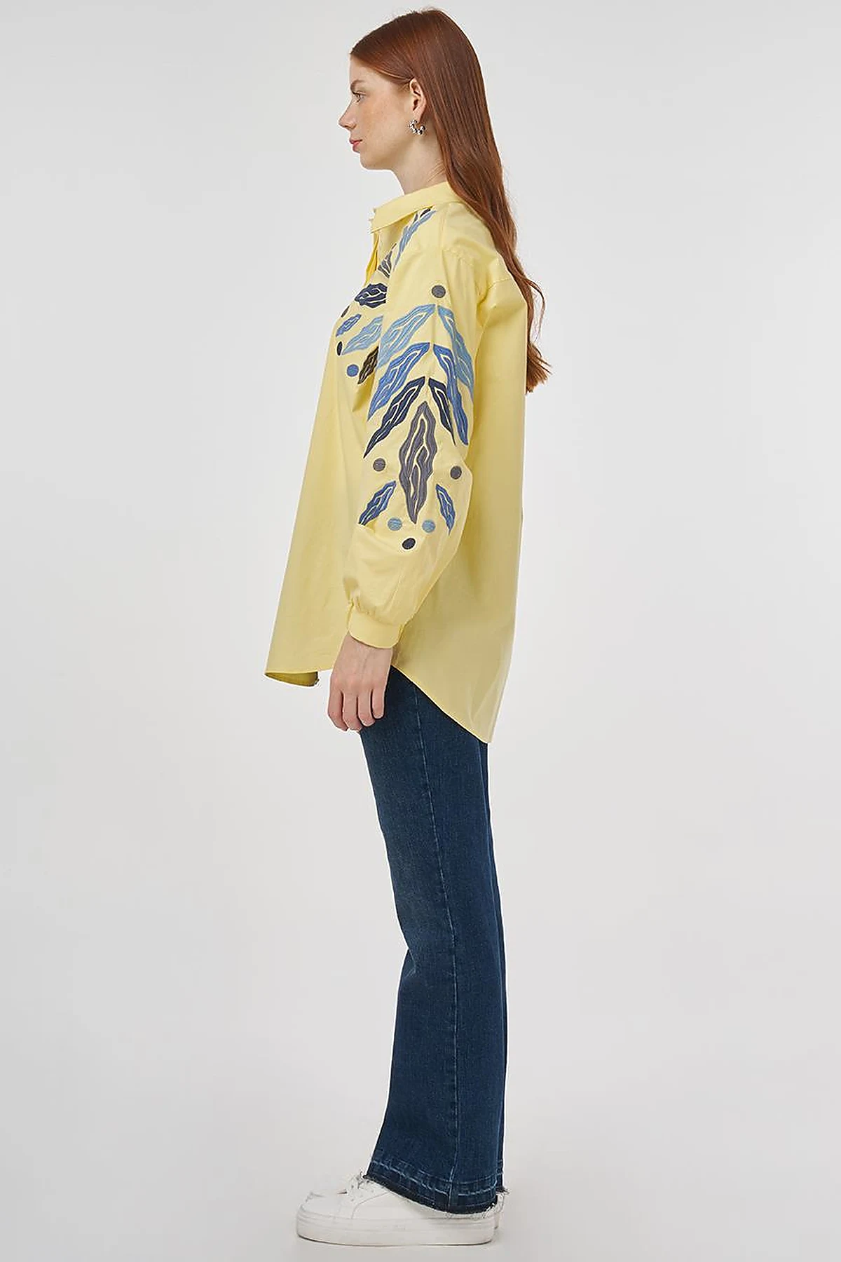 Embroidered Cotton Tunic in Lemon Yellow