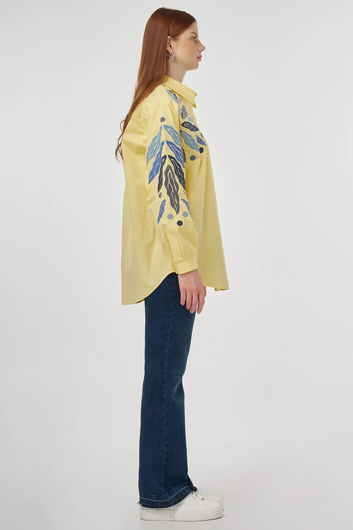 Embroidered Cotton Tunic in Lemon Yellow