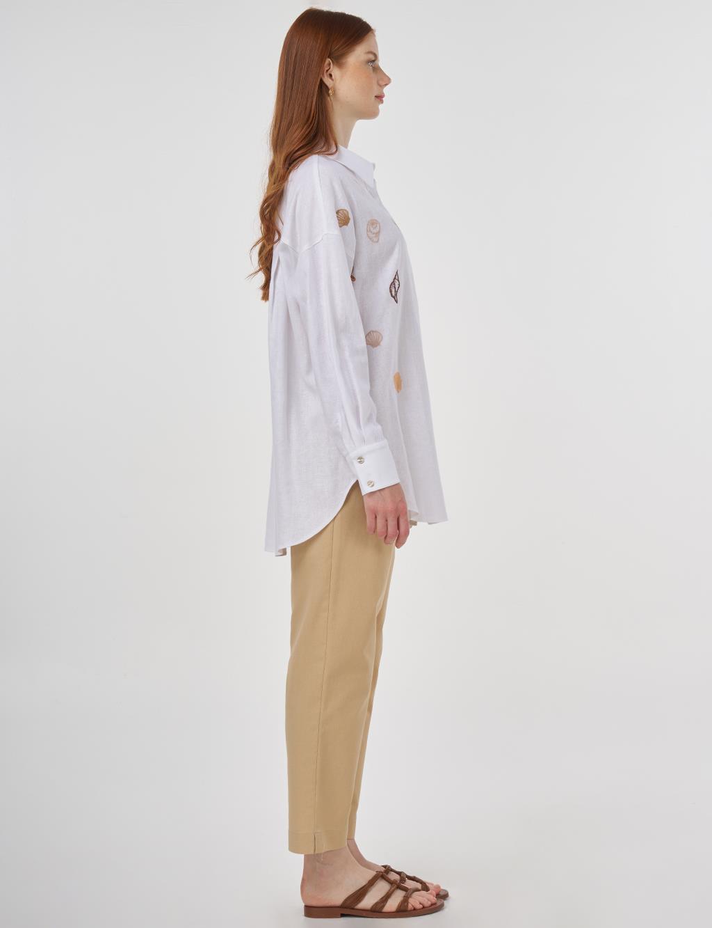 Embroidered Linen Viscose Tunic Optic White 