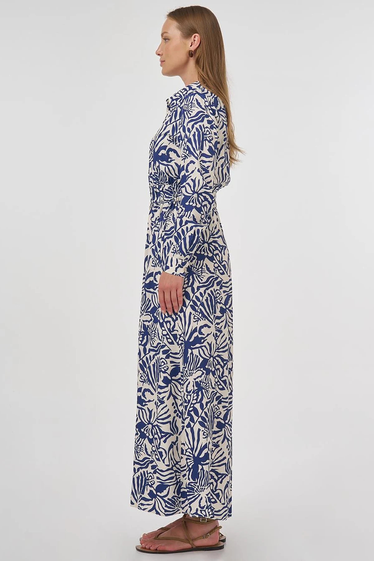 Patterned Viscose Dress Indigo 
