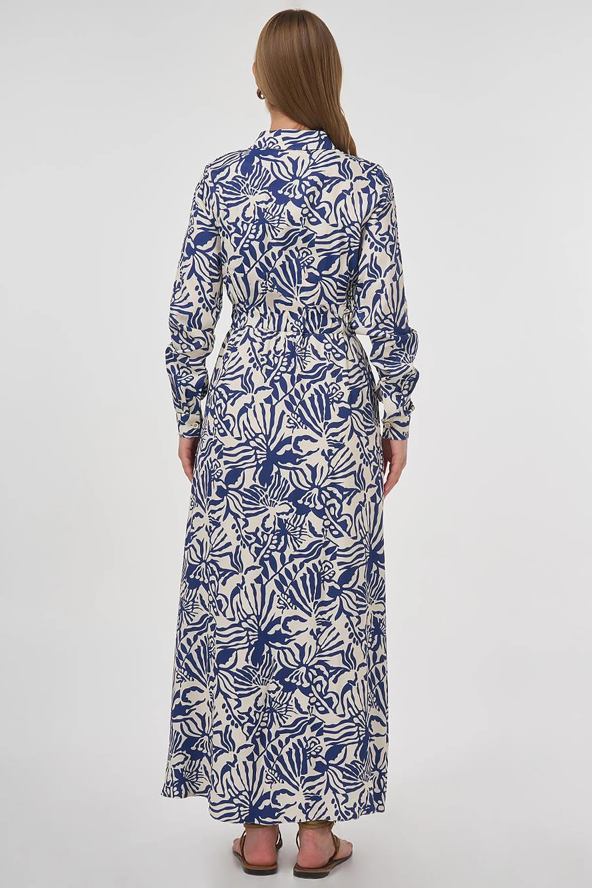 Patterned Viscose Dress Indigo 