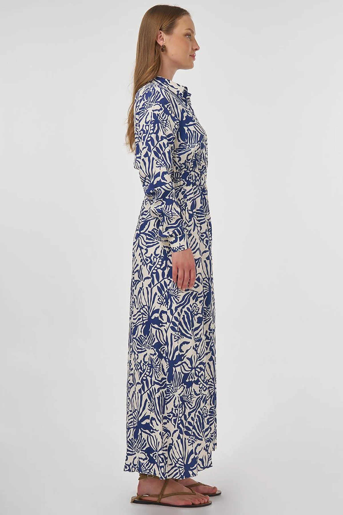 Patterned Viscose Dress Indigo 
