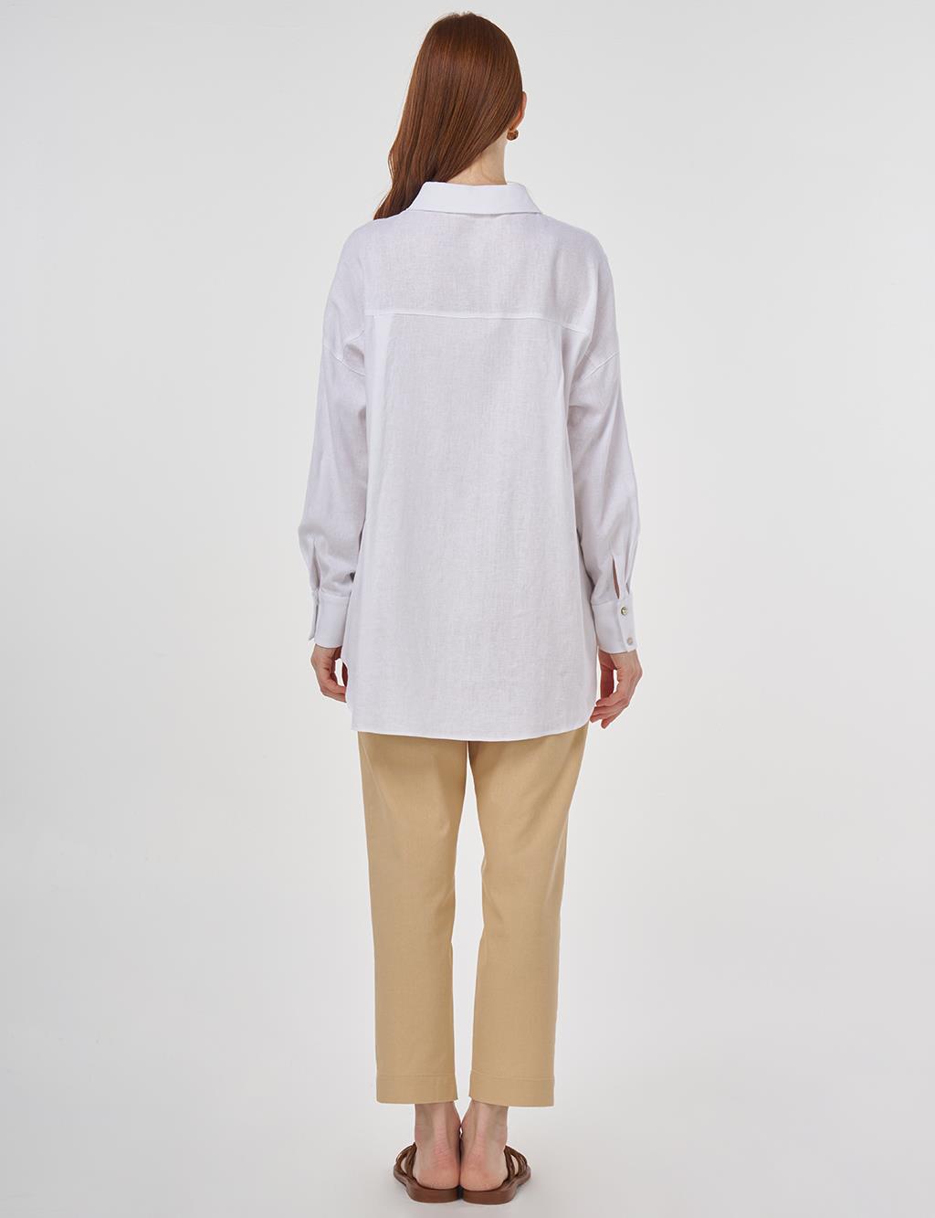 Embroidered Linen Viscose Tunic Optic White 