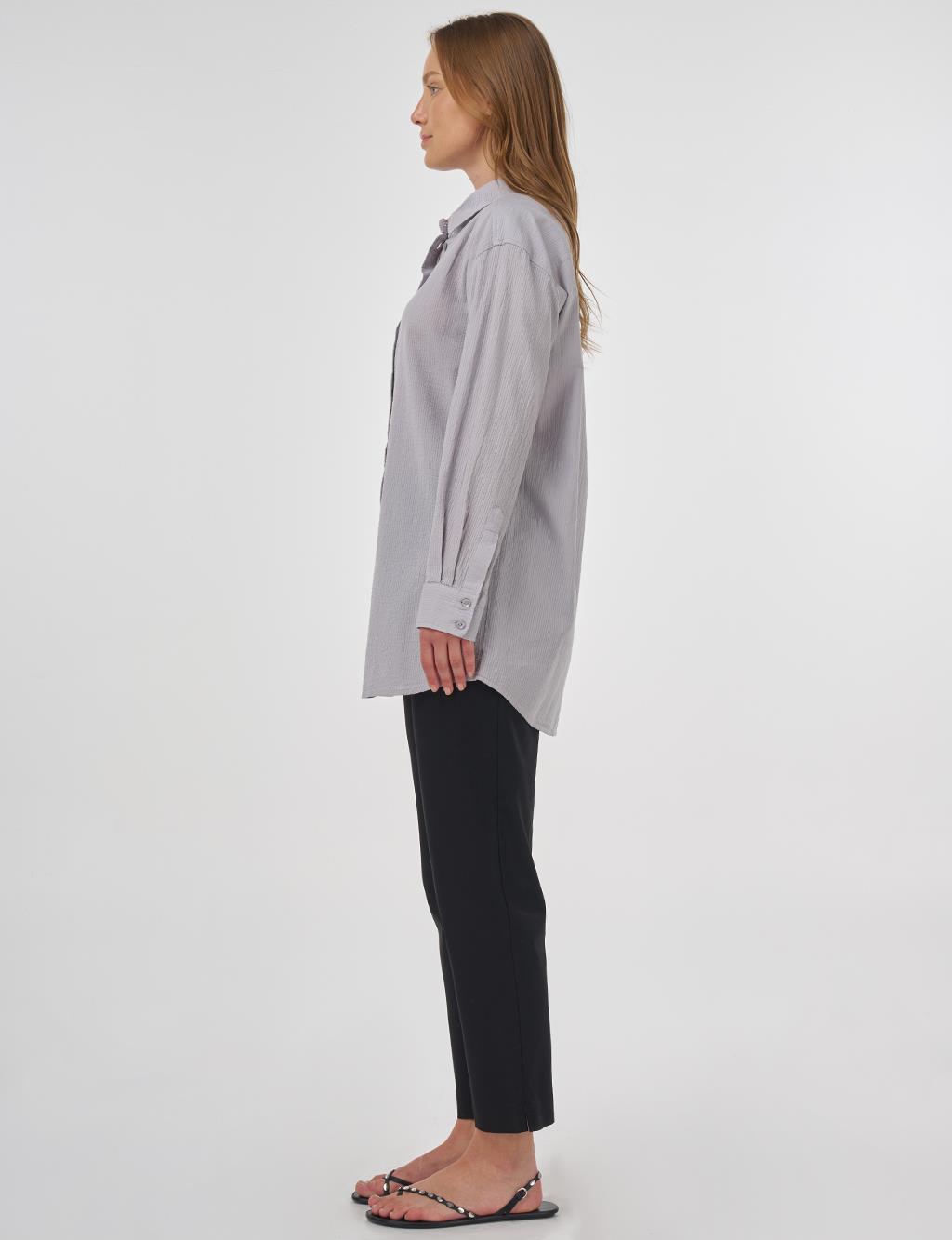 Relax Fit Cotton Tunic Light Grey