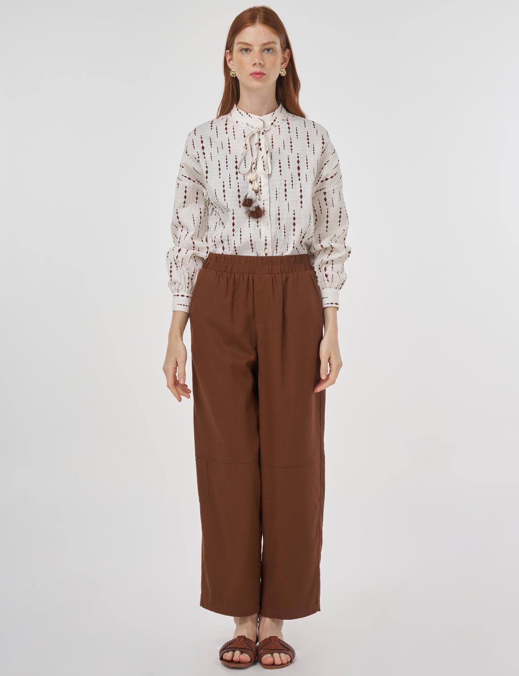 Relaxed Fit Viscose Pants Brown
