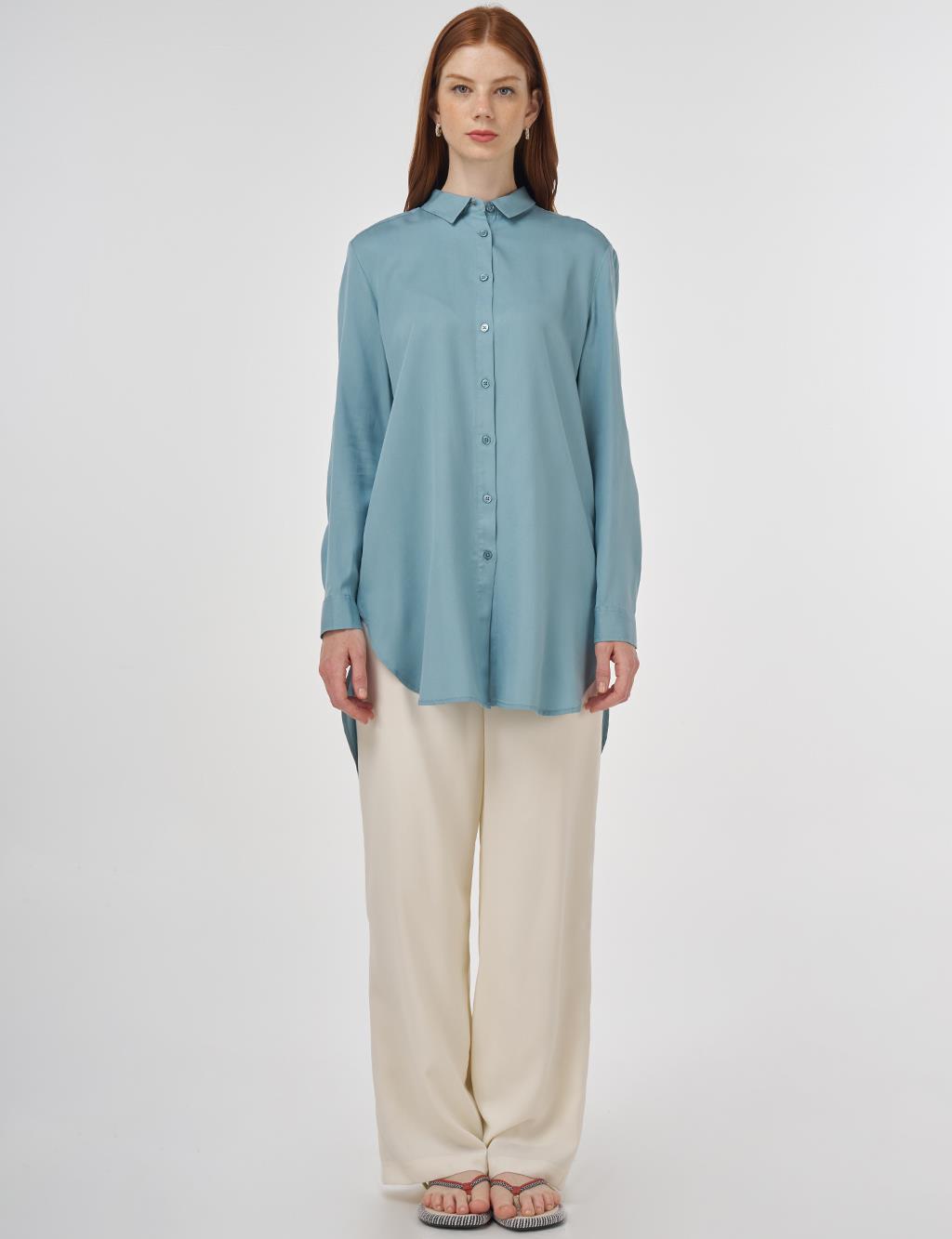 Embroidered Lyocell Tunic Airforce Blue