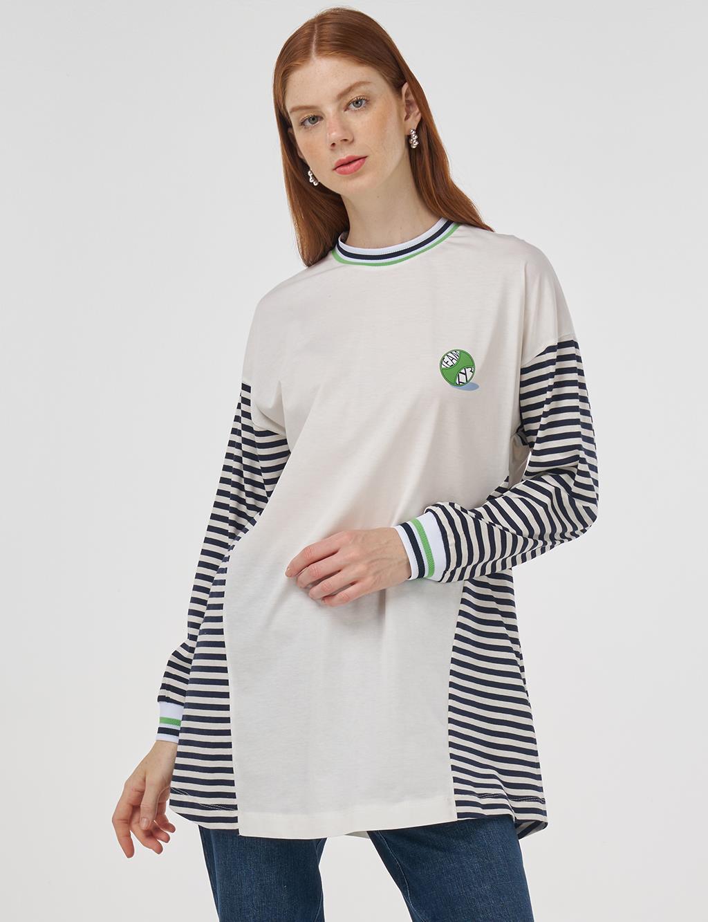 Crew Neck Cotton Sweatshirt Optical White