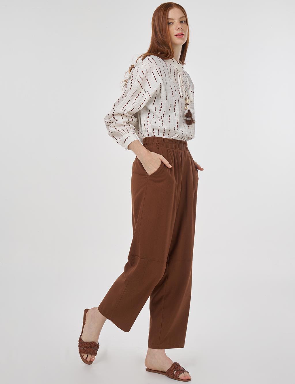 Relaxed Fit Viscose Pants Brown