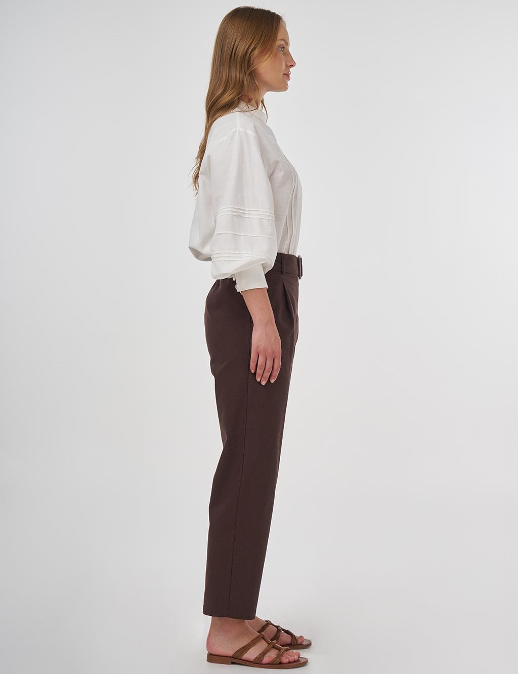 Viscose Tapered Pants Brown