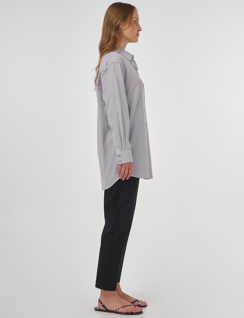 Relax Fit Cotton Tunic Light Grey