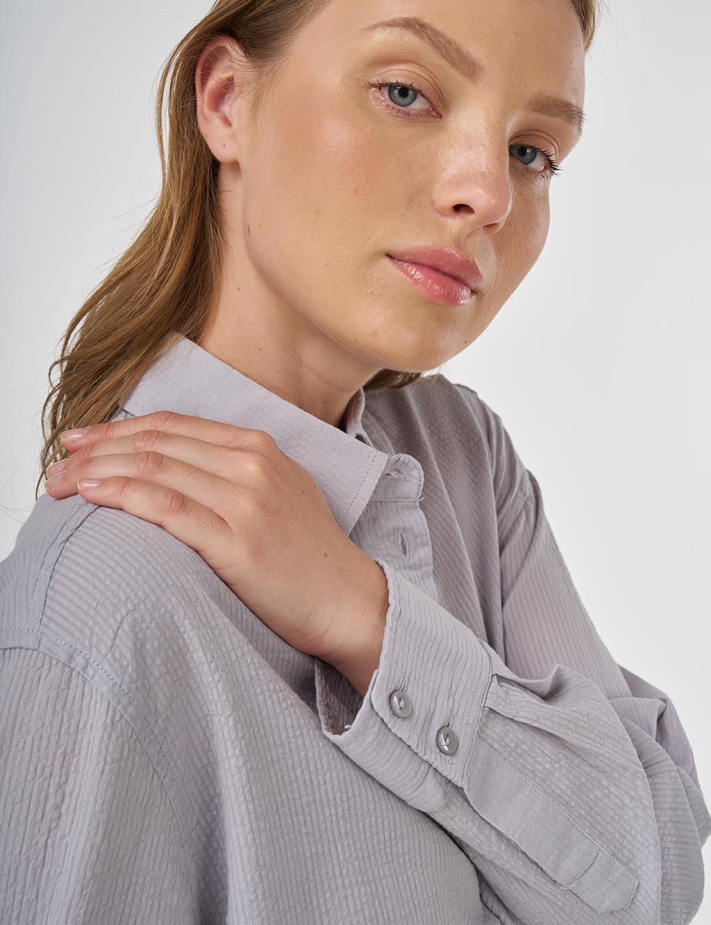 Relax Fit Cotton Tunic Light Grey