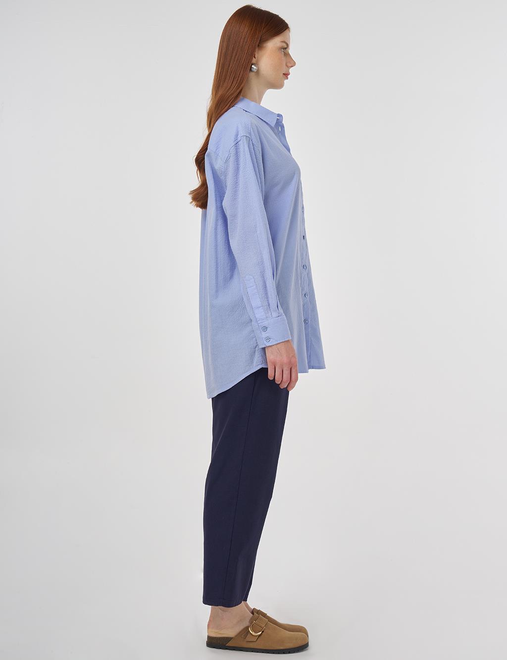 Relax Fit Cotton Tunic Crown Blue