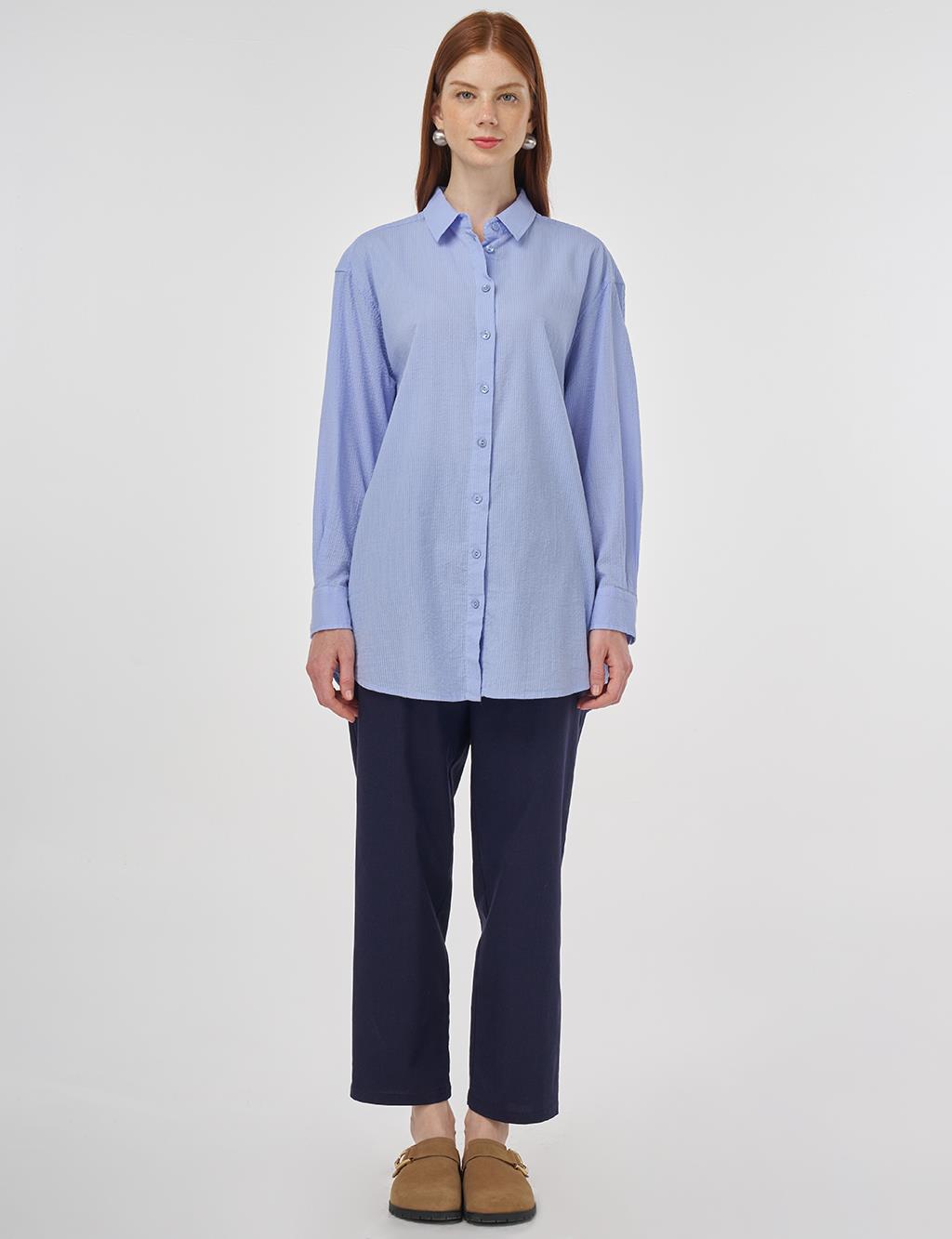 Relax Fit Cotton Tunic Crown Blue
