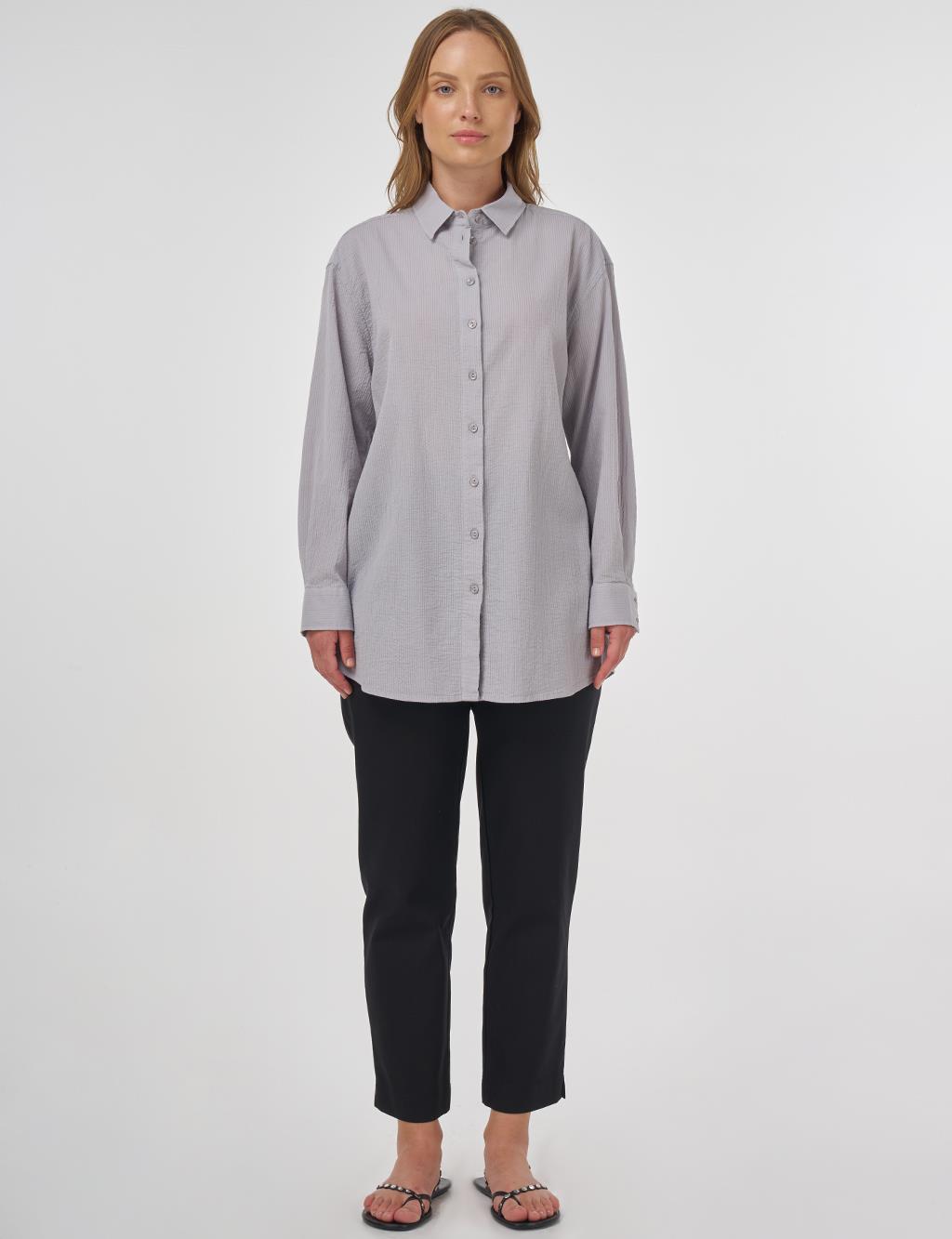 Relax Fit Cotton Tunic Light Grey