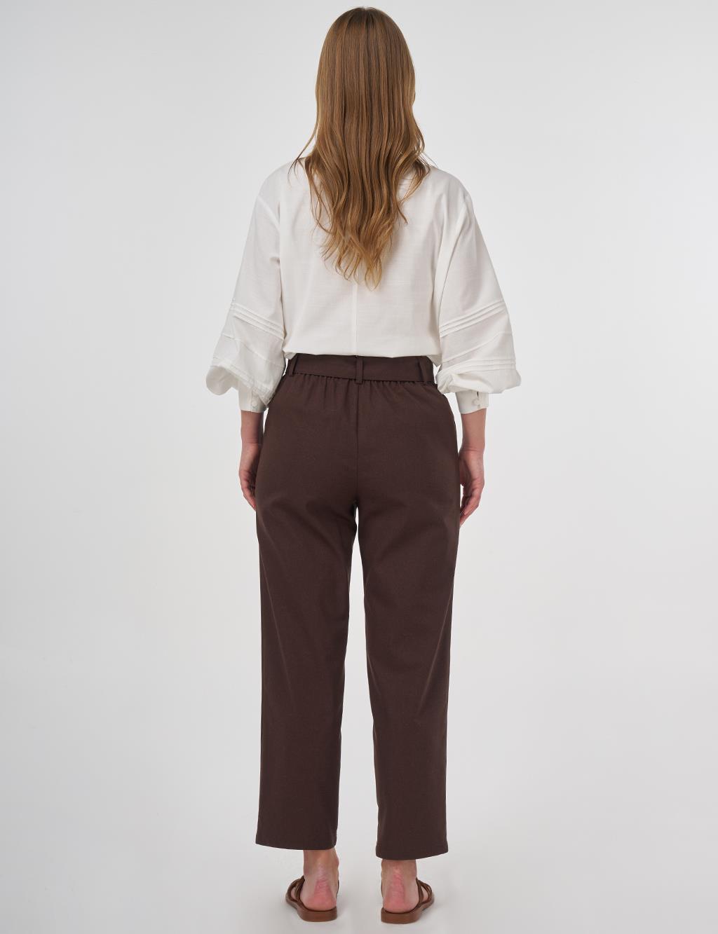 Viscose Tapered Pants Brown