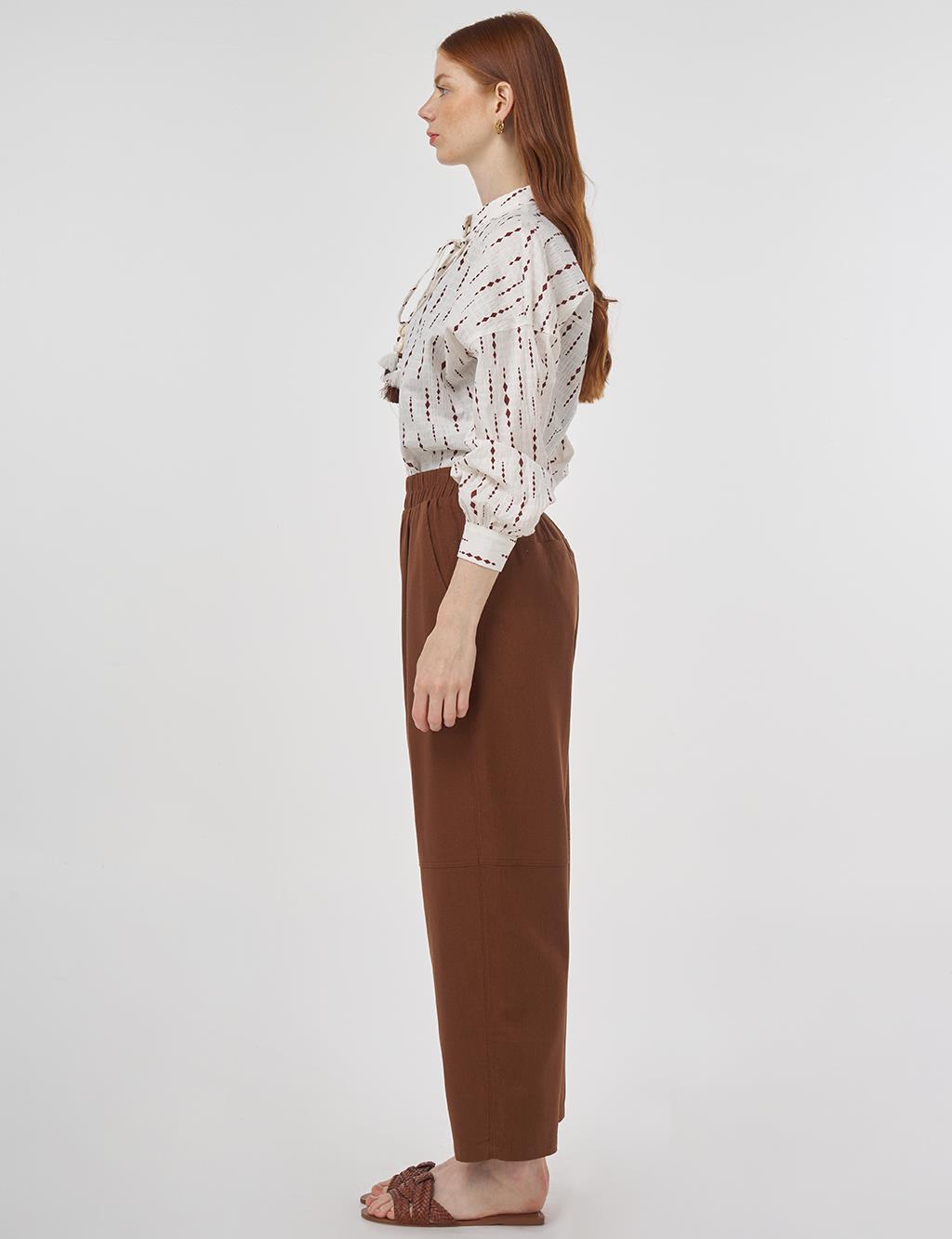 Relaxed Fit Viscose Pants Brown