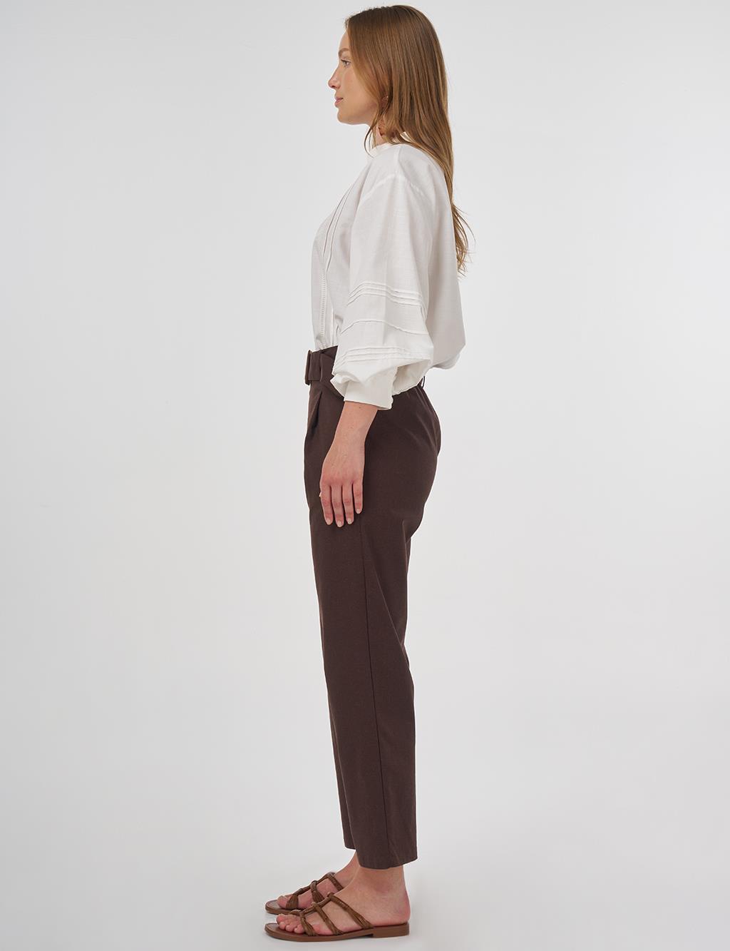 Viscose Tapered Pants Brown