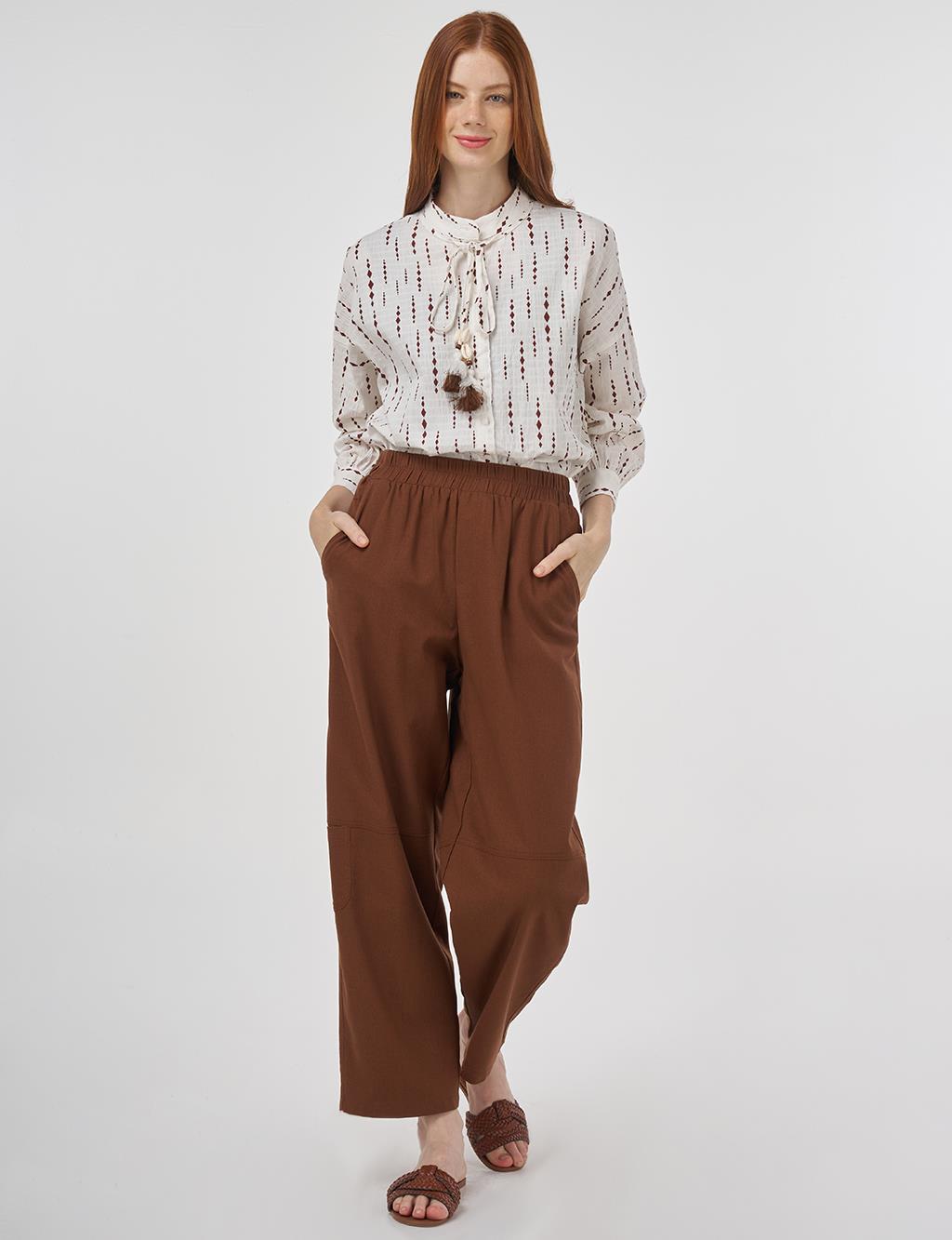 Relaxed Fit Viscose Pants Brown