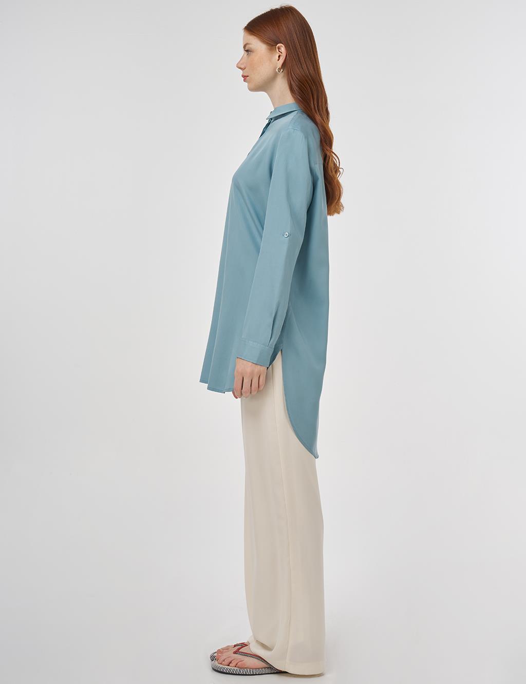 Embroidered Lyocell Tunic Airforce Blue