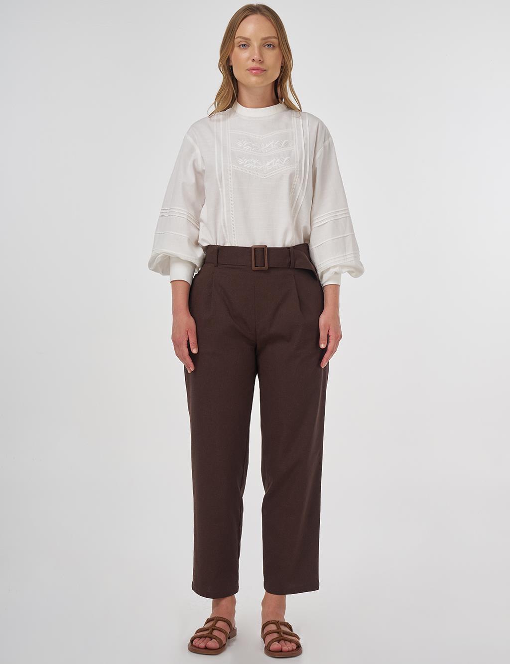 Viscose Tapered Pants Brown