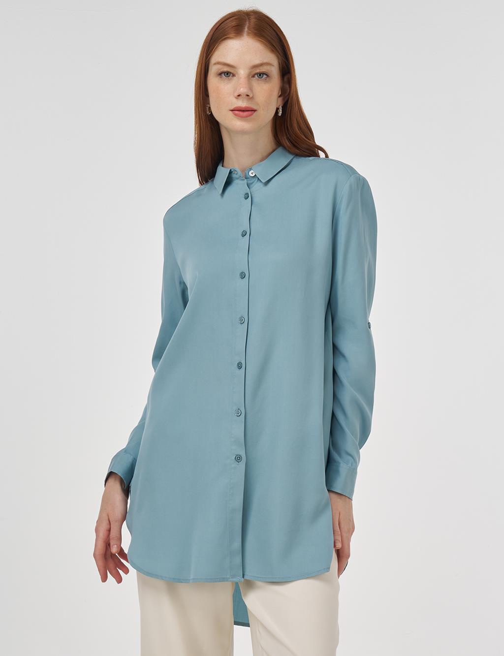 Embroidered Lyocell Tunic Airforce Blue