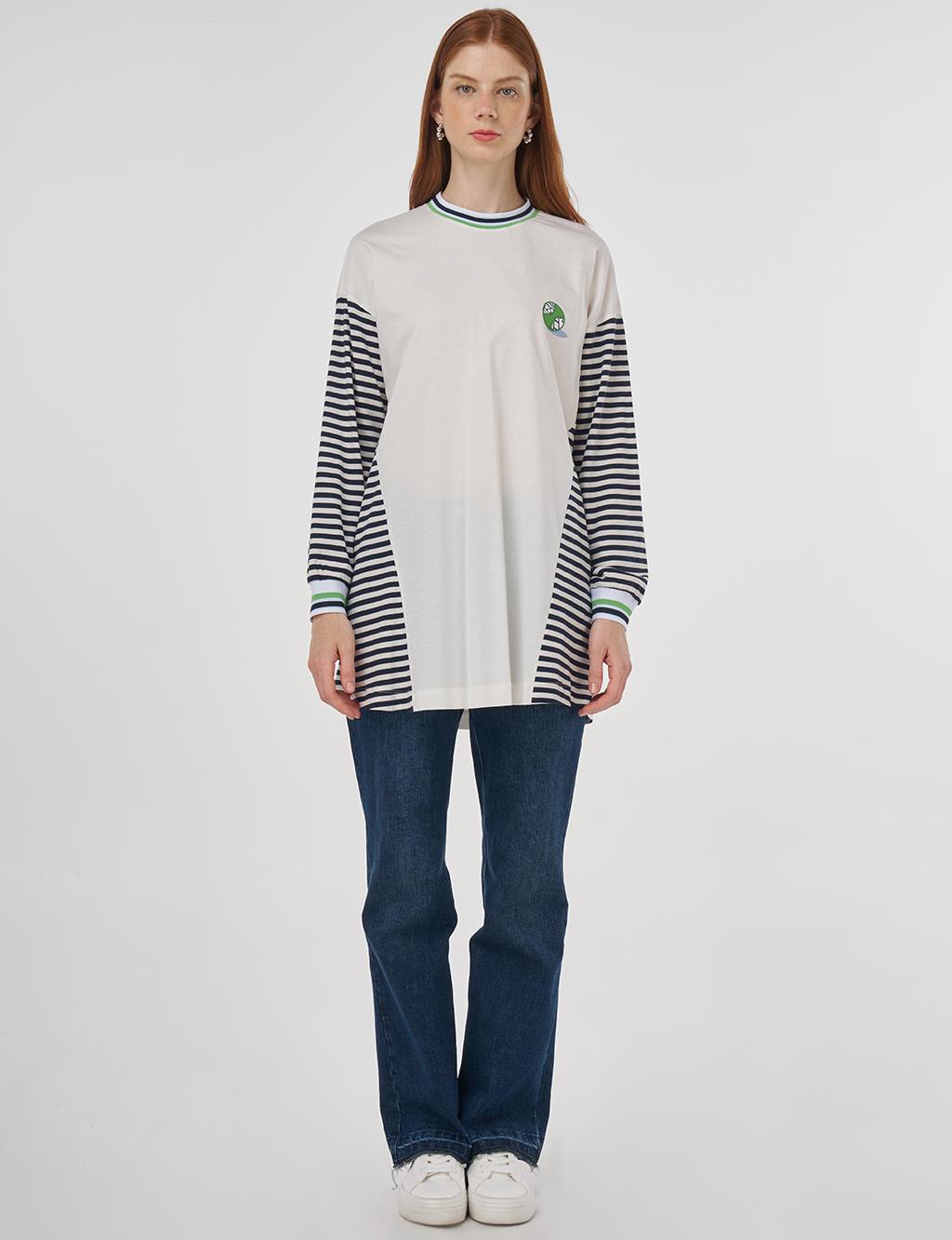 Crew Neck Cotton Sweatshirt Optical White