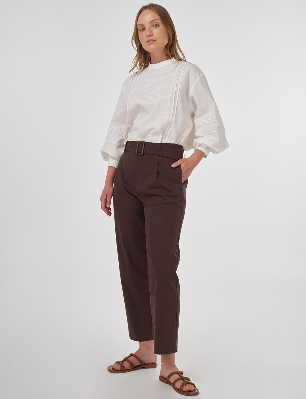 Viscose Tapered Pants Brown