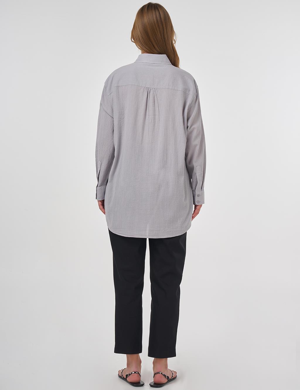 Relax Fit Cotton Tunic Light Grey