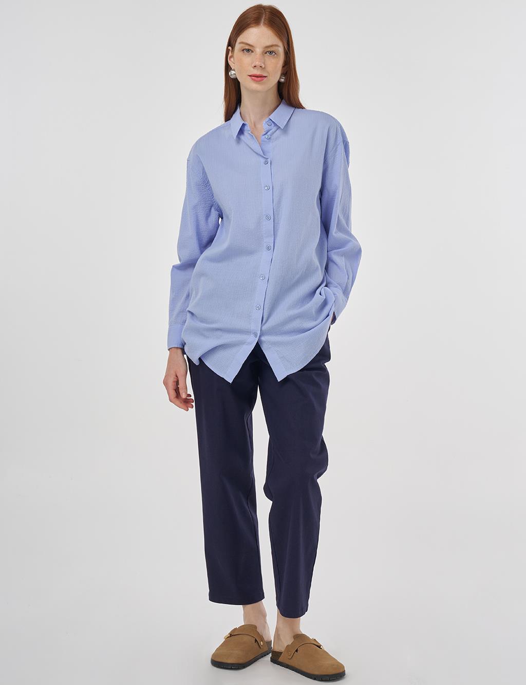 Relax Fit Cotton Tunic Crown Blue