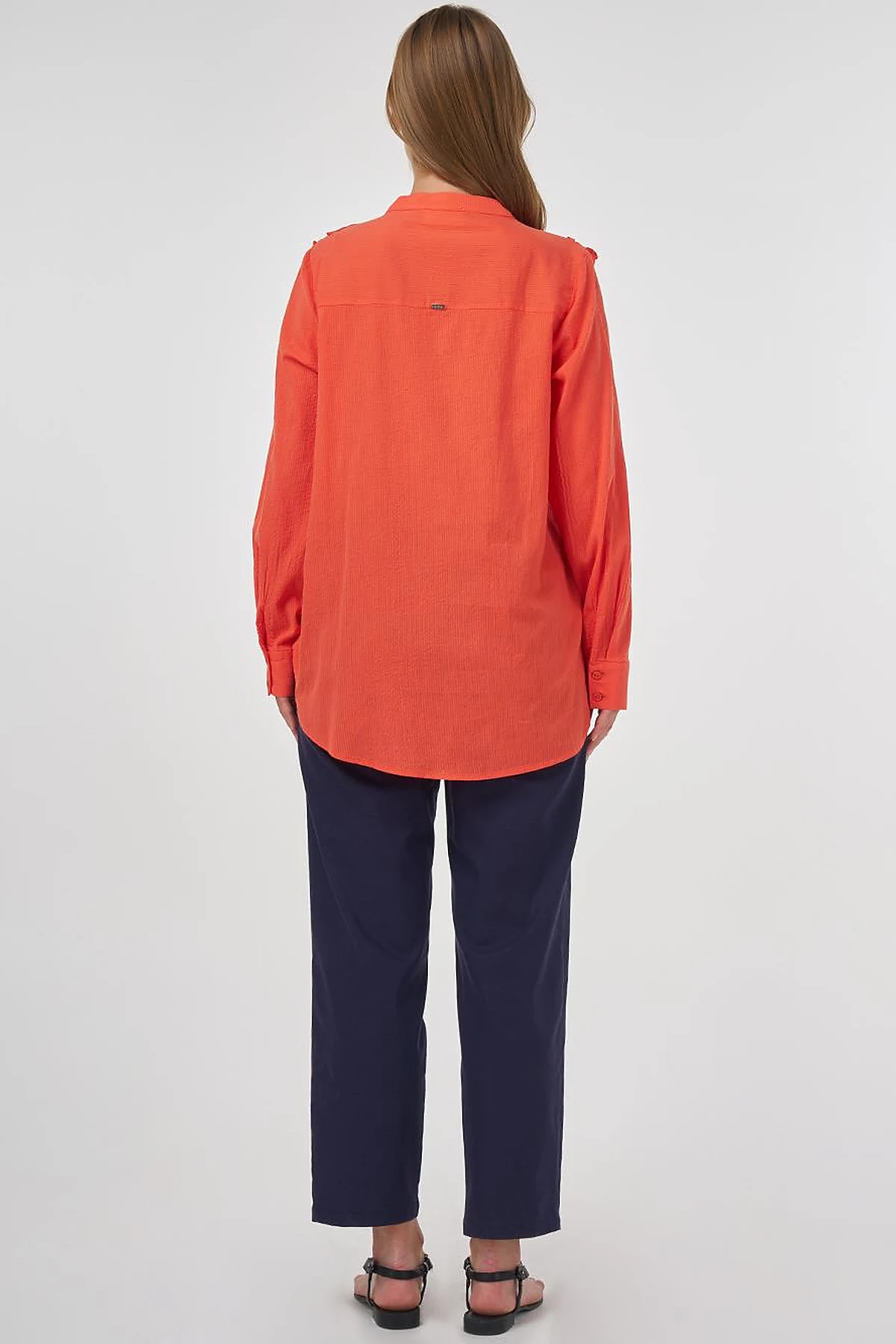 Ruffled Detail Cotton Tunic Poppy Red