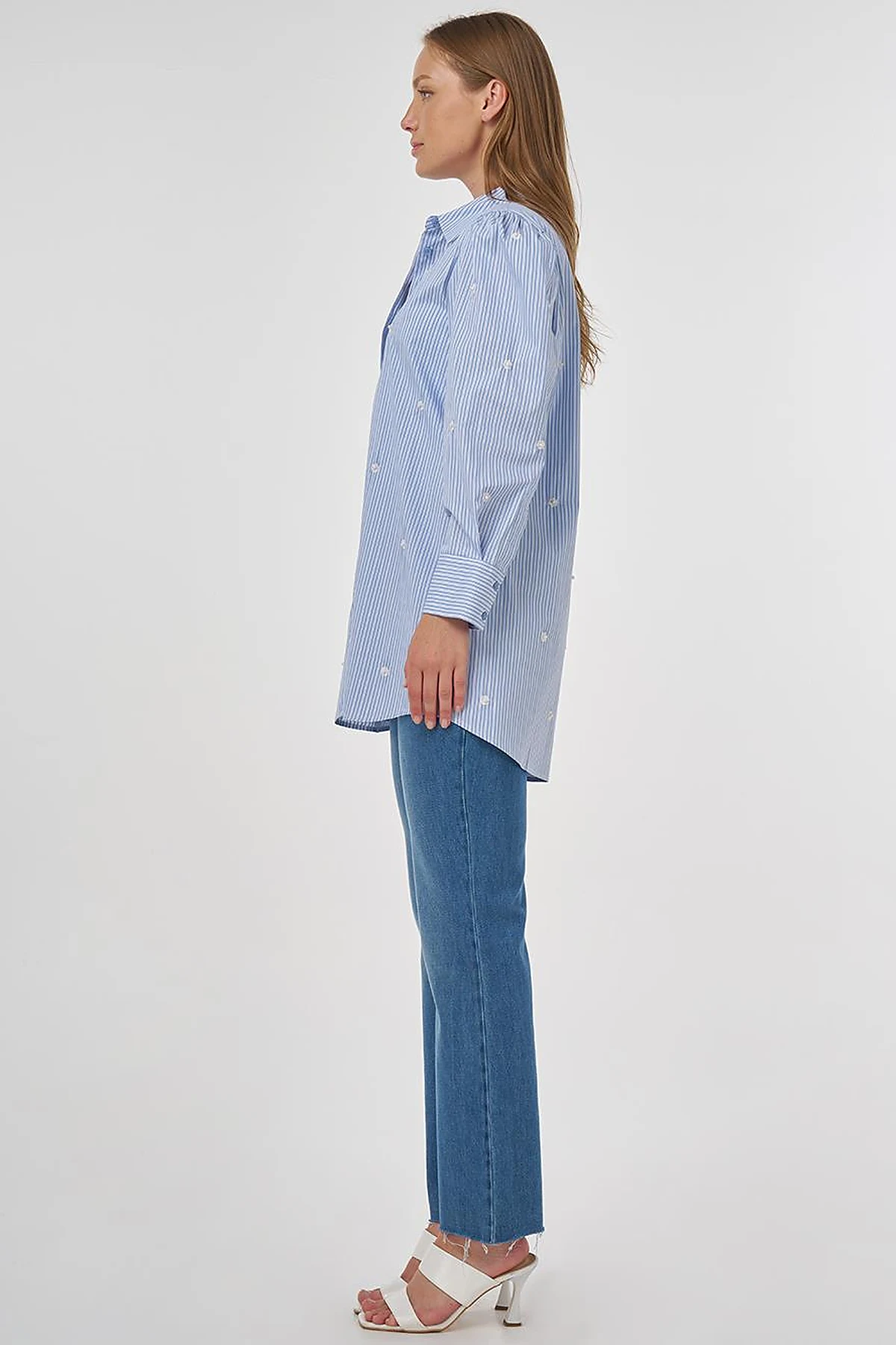 Pearl Detailed Viscose Tunic Blue