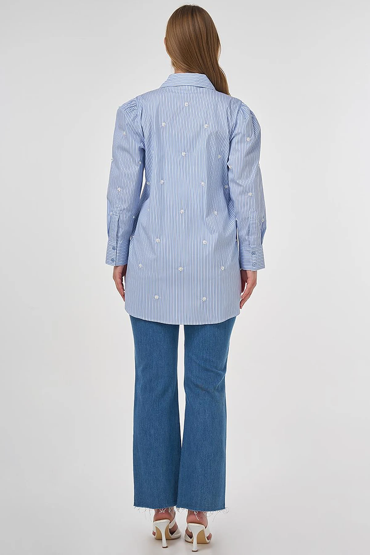 Pearl Detailed Viscose Tunic Blue