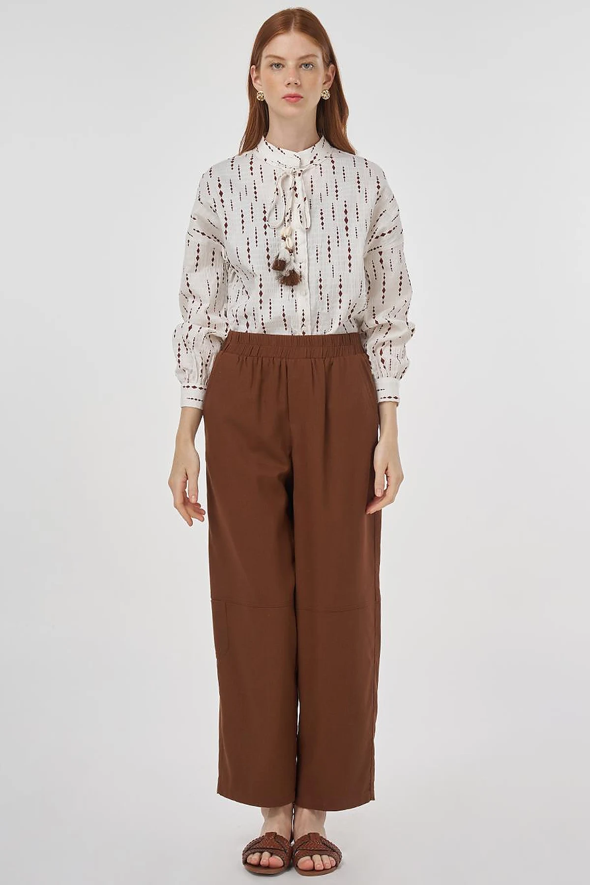 Relaxed Fit Viscose Pants Brown