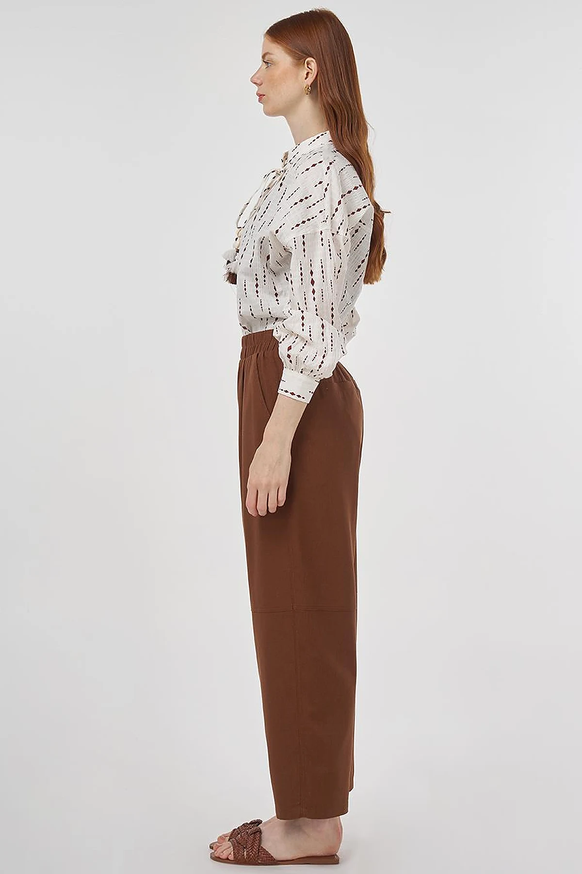 Relaxed Fit Viscose Pants Brown