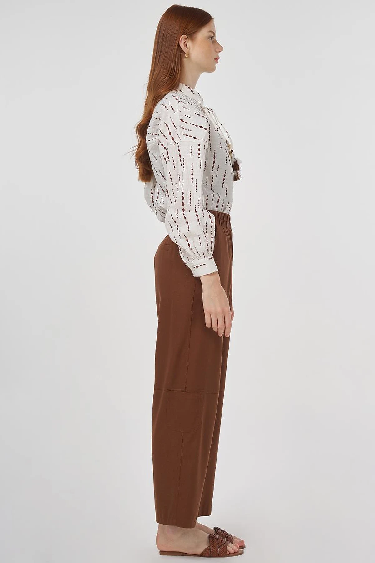Relaxed Fit Viscose Pants Brown
