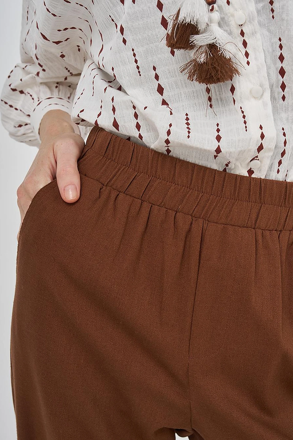 Relaxed Fit Viscose Pants Brown
